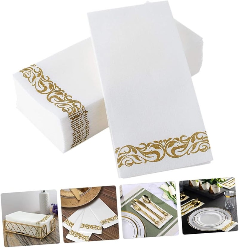 مناديل ورقية ذهبية قابلة للتخلص 25 قطعة لتزيين طاولات حفلات الزفاف والمطاعم والولائم - Image 2